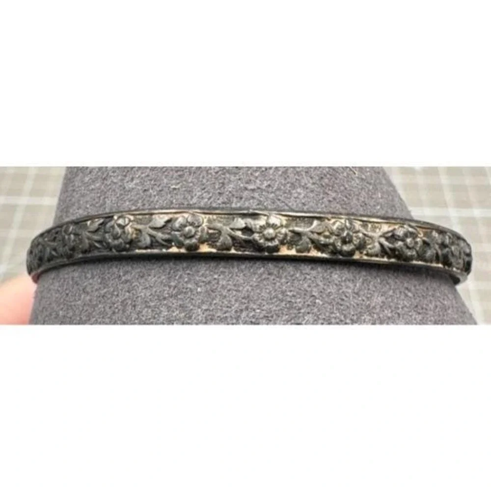 Antique Coin Silver Child's Bracelet Floral Bangle XRF Confirmed 5.75